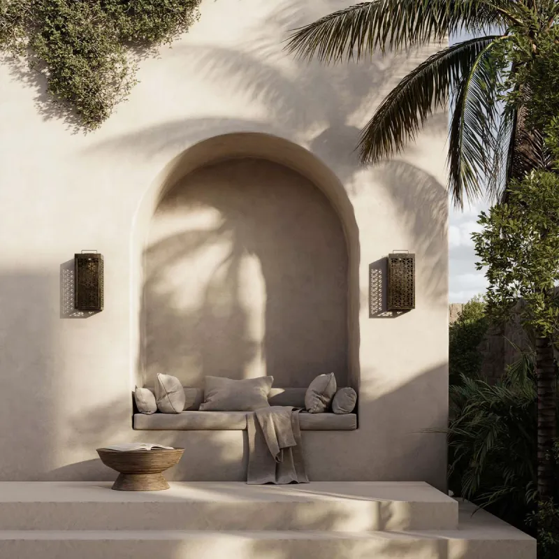 Outdoor Mediterranean Perforated Brass Wall Light