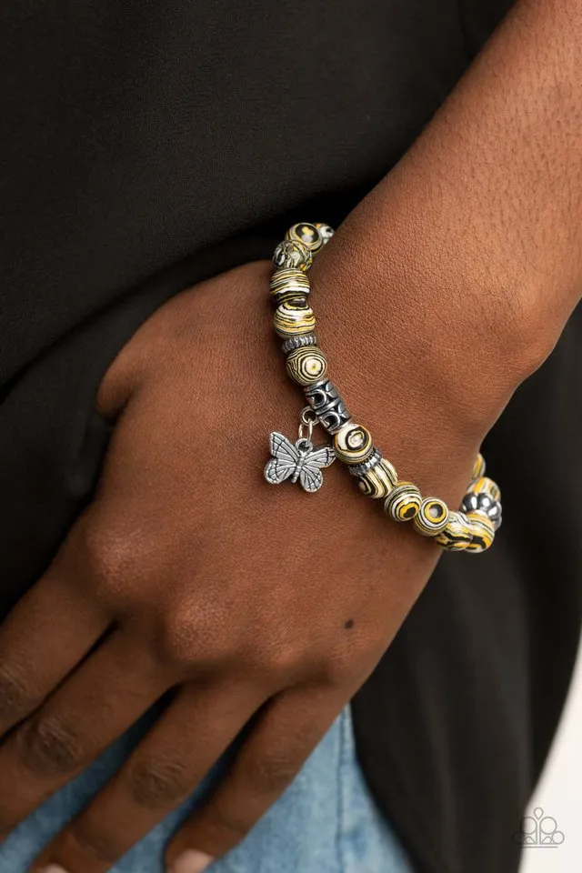 Paparazzi Bracelet ~ Butterfly Wishes - Yellow
