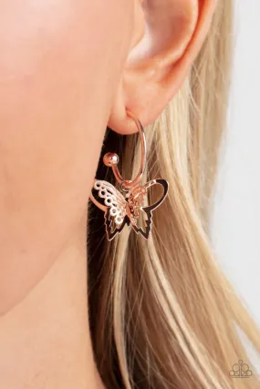 Paparazzi Earring ~ Butterfly Freestyle - Rose Gold