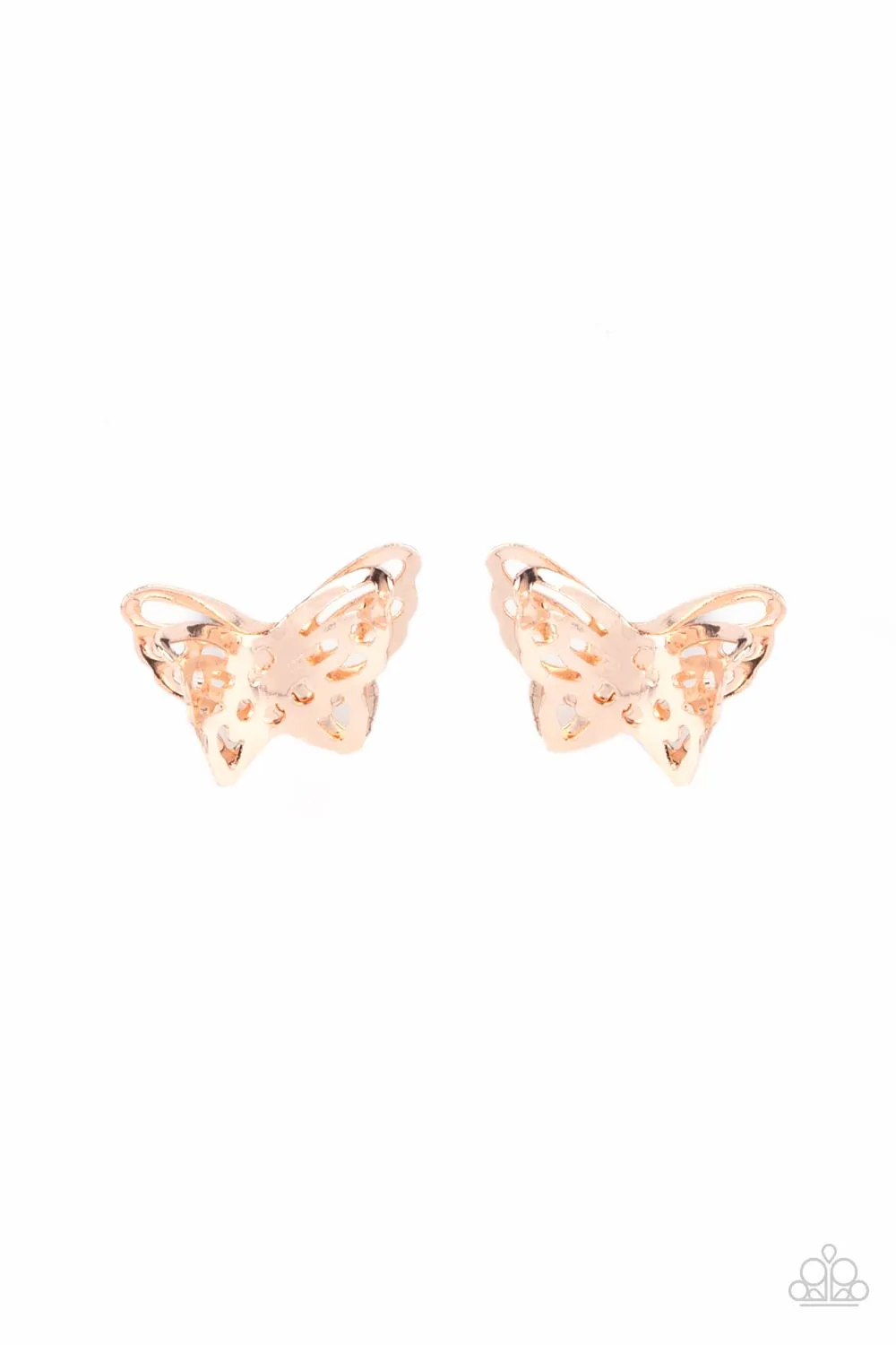Paparazzi Flutter Fantasy - Rose Gold Butterfly Post Earring