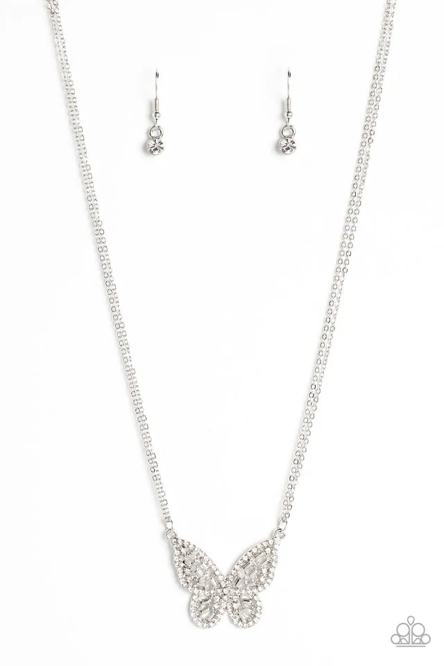 Paparazzi Necklace ~ Baroque Butterfly - White