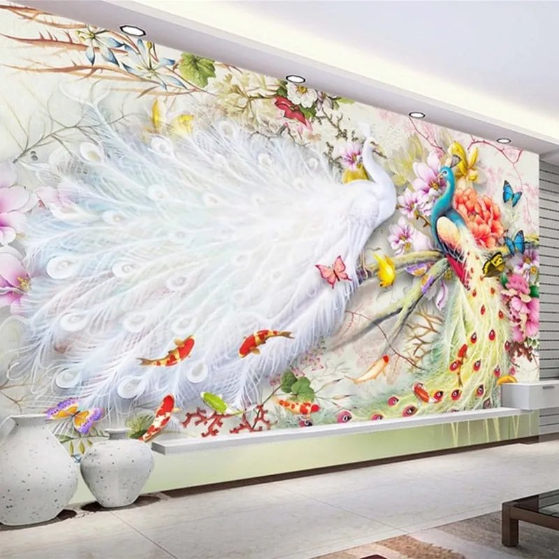 Peacock Courtship Wall Murals Wallpaper