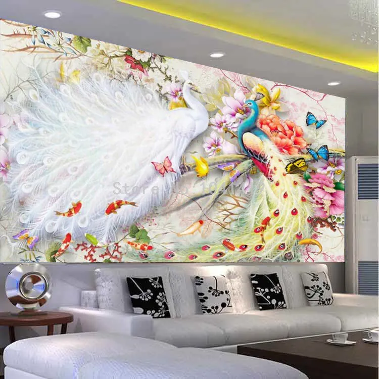 Peacock Courtship Wall Murals Wallpaper