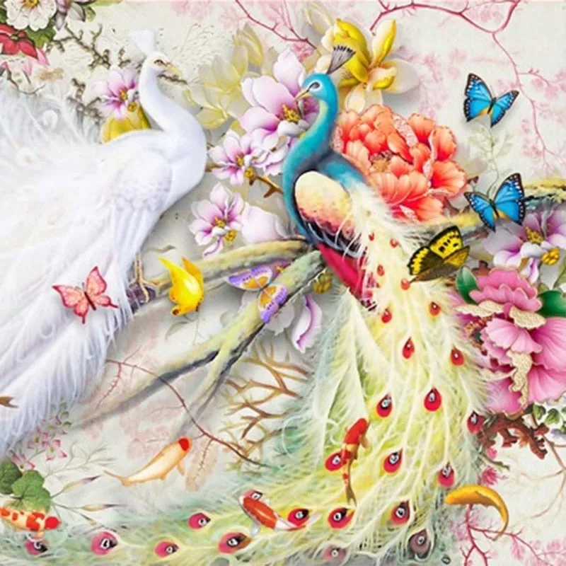 Peacock Courtship Wall Murals Wallpaper