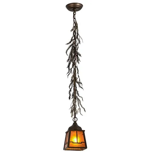 Pine Branches 5.5" Square Pendant