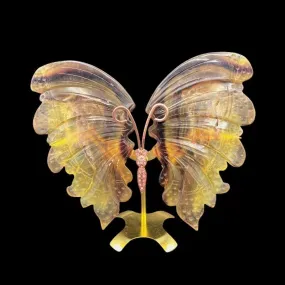 Polished Purple And Yellow Fluorite Butterfly On Stand