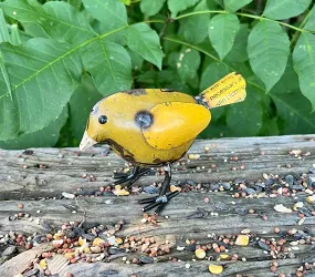 Primitive Farmhouse Recycled Metal 6" Yellow Baby Chick Figurine