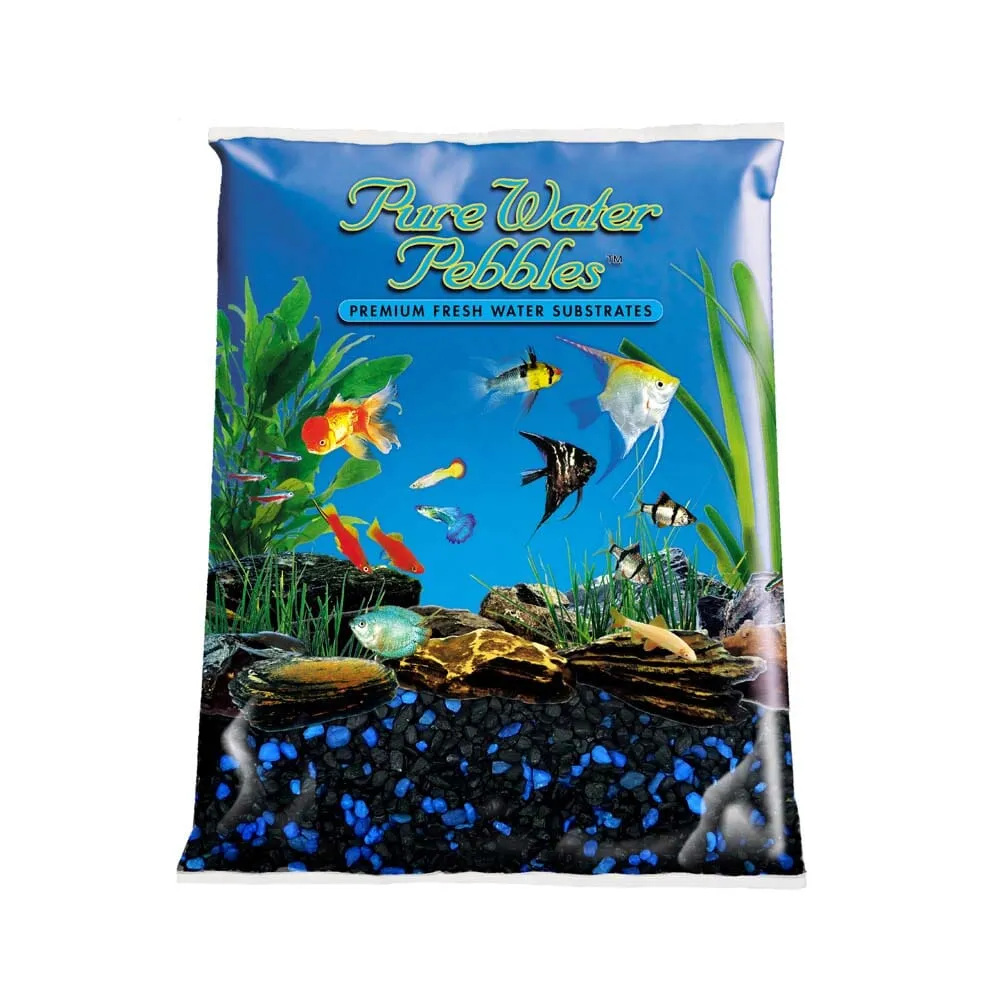 Pure Water Pebbles Premium Fresh Water Coated Aquarium Gravel Midnight Glo - 5 lbs - 6 Count