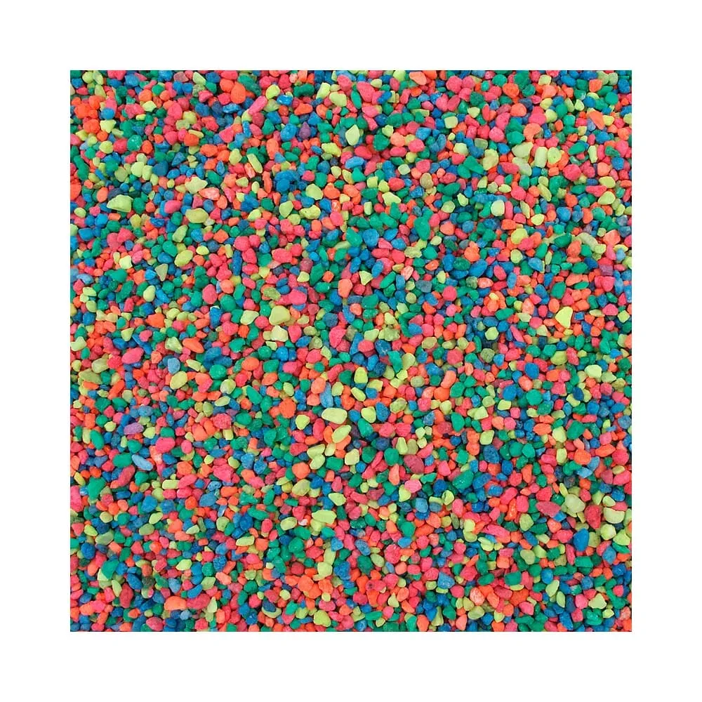 Pure Water Pebbles Premium Fresh Water Coated Aquarium Gravel Neon Rainbow - 5 lbs - 6 Count