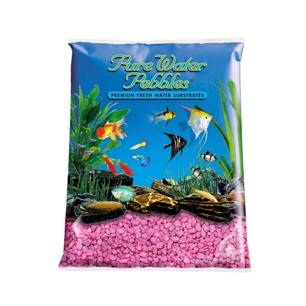 Pure Water Pebbles Premium Fresh Water Coated Aquarium Gravel Primrose Ping - 5 lbs - 6 Count