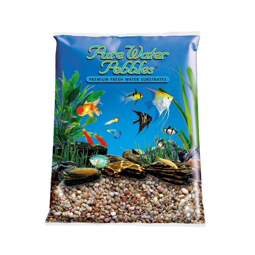 Pure Water Pebbles Premium Fresh Water Cumberland River Gems Natural Aquarium Gravel - 5 lbs - 6 Count