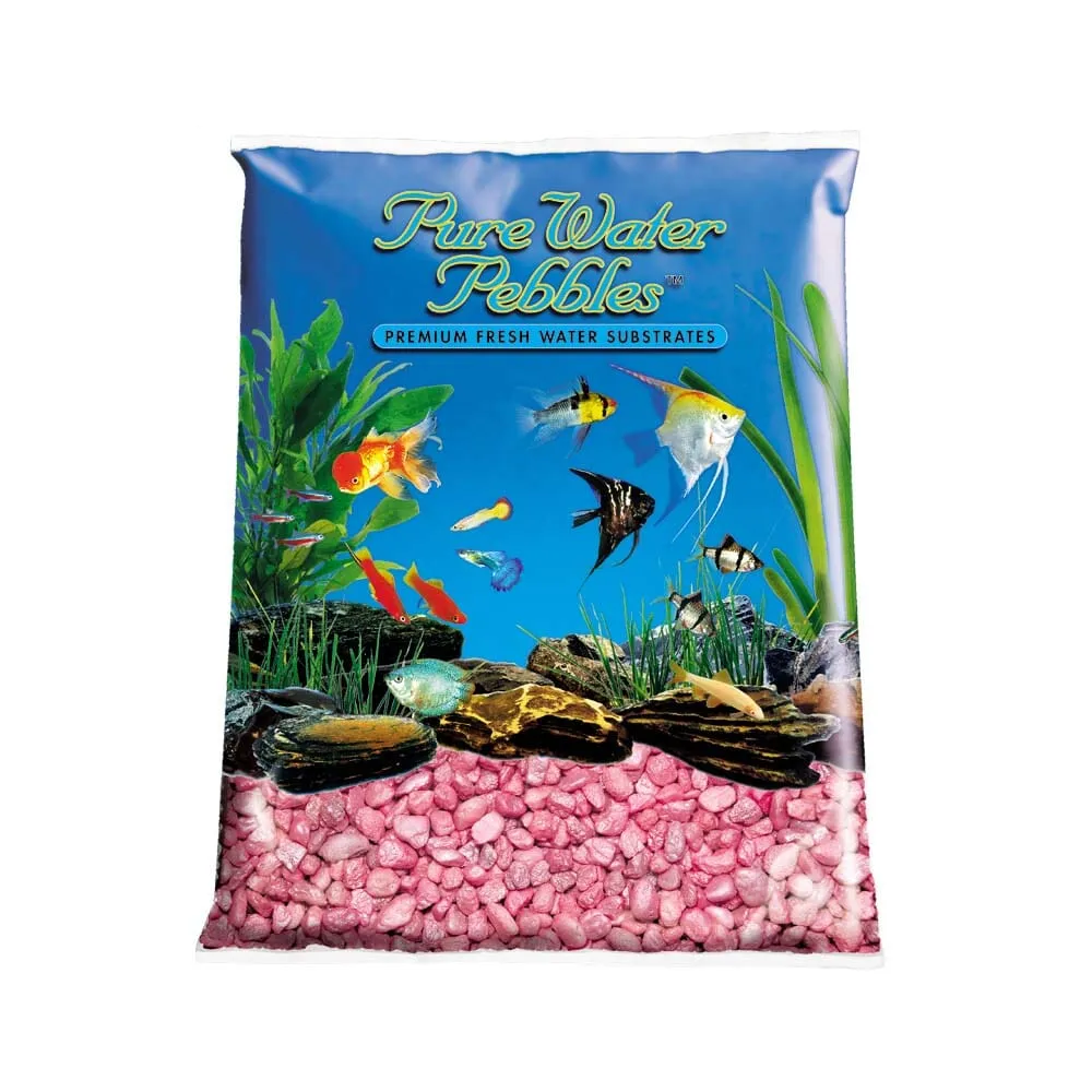 Pure Water Pebbles Premium Fresh Water Frosted Aquarium Gravel Pastel Pink - 5 lbs - 6 Count