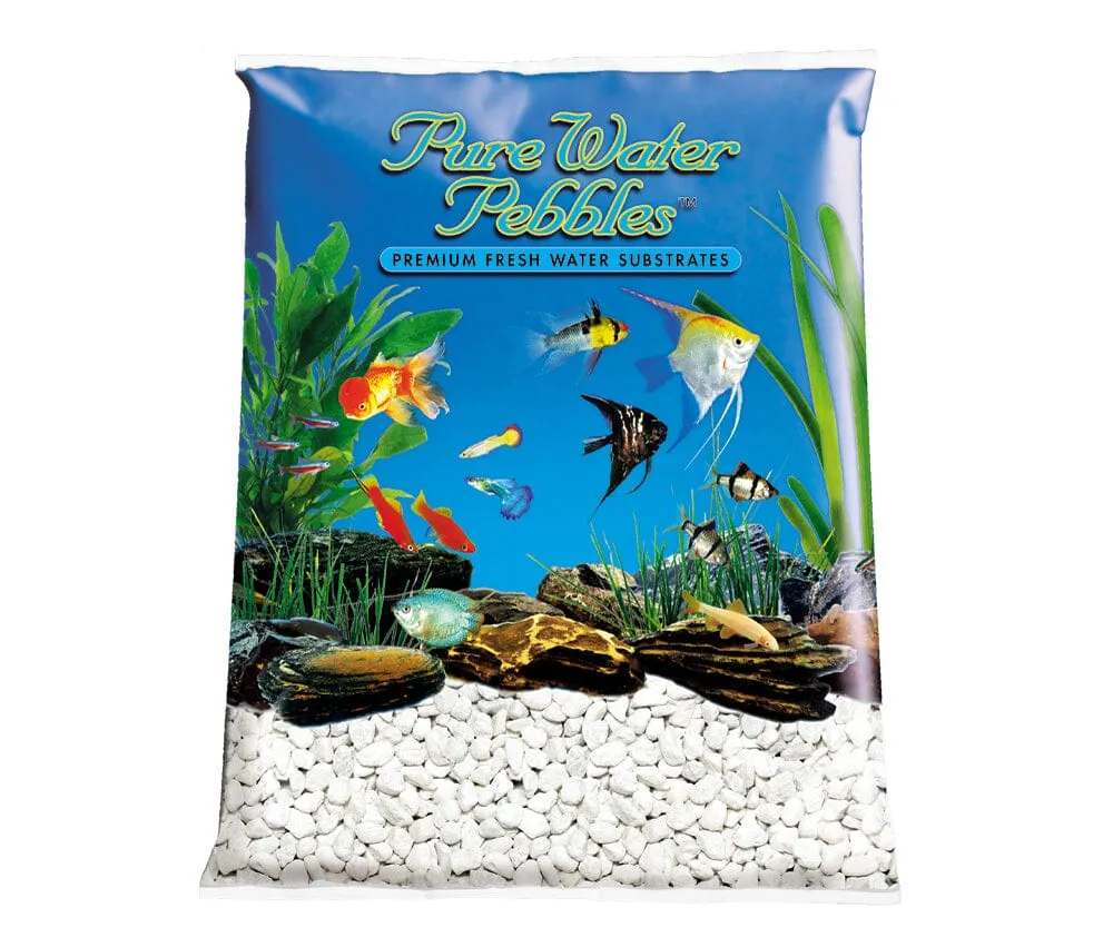 Pure Water Pebbles Premium Fresh Water Frosted Aquarium Gravel Platinum White - 25 lbs - 2 Count