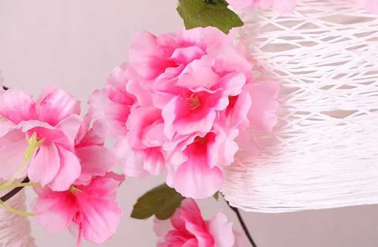 RAGOMA Artificial cherry blossom Flower Pink Vine Garland pack of 2 Fake hanging Flowers Garland ivy plants for Wedding Decorations Party Garden Wall Decoration Wall Valentine Flowers (7.5 Ft)