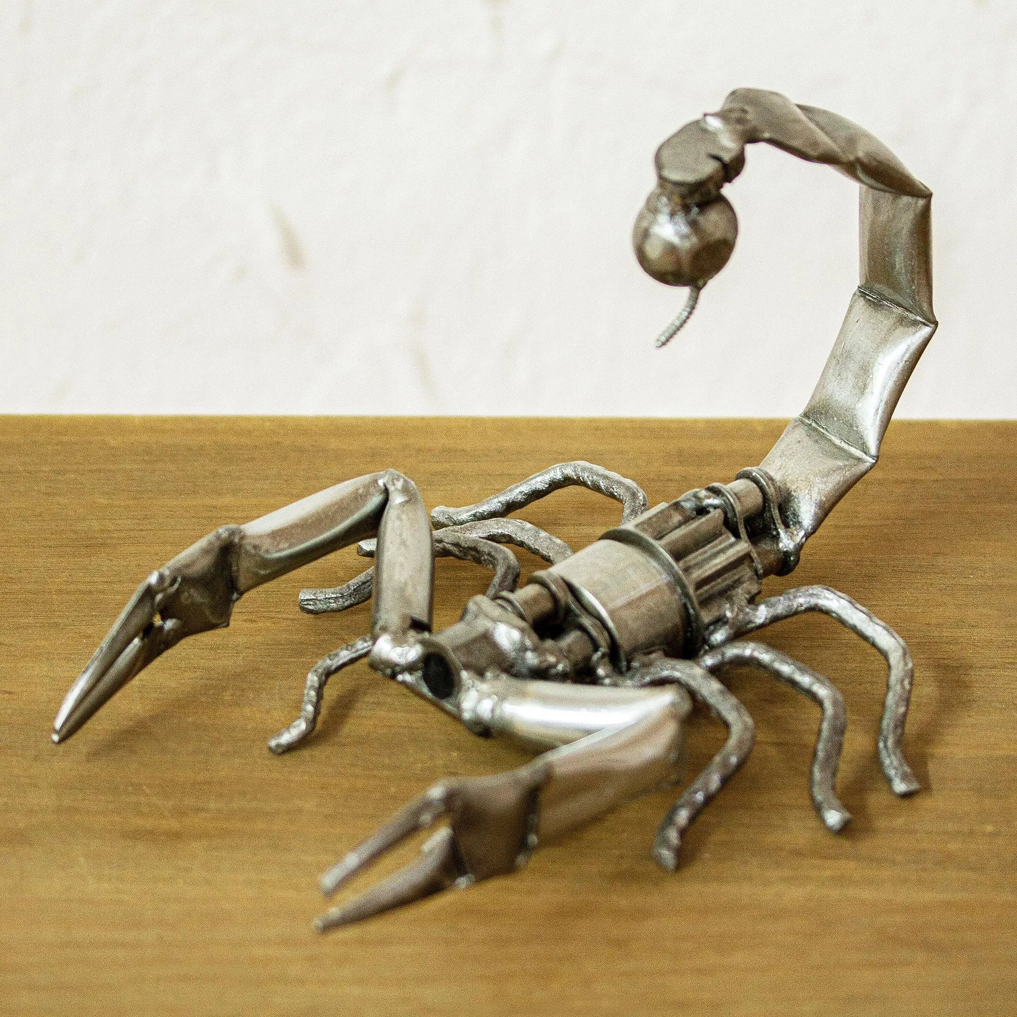 Recycled Scrap Metal Sculpture from Mexico - Escorpion Rustico | NOVICA