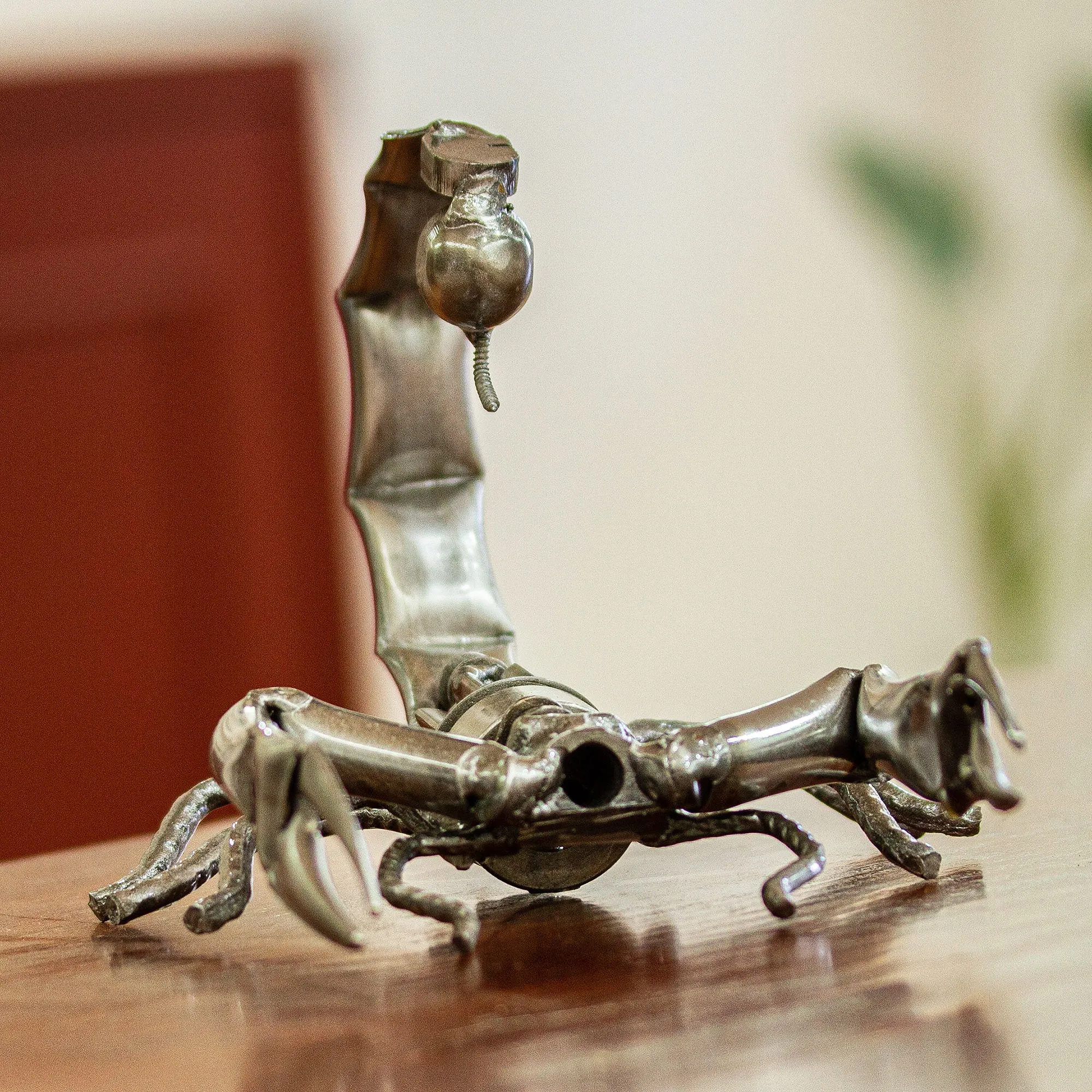 Recycled Scrap Metal Sculpture from Mexico - Escorpion Rustico | NOVICA