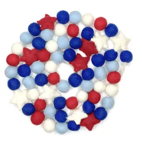 Red White and Blue with Stars Felt Garland 6 Foot