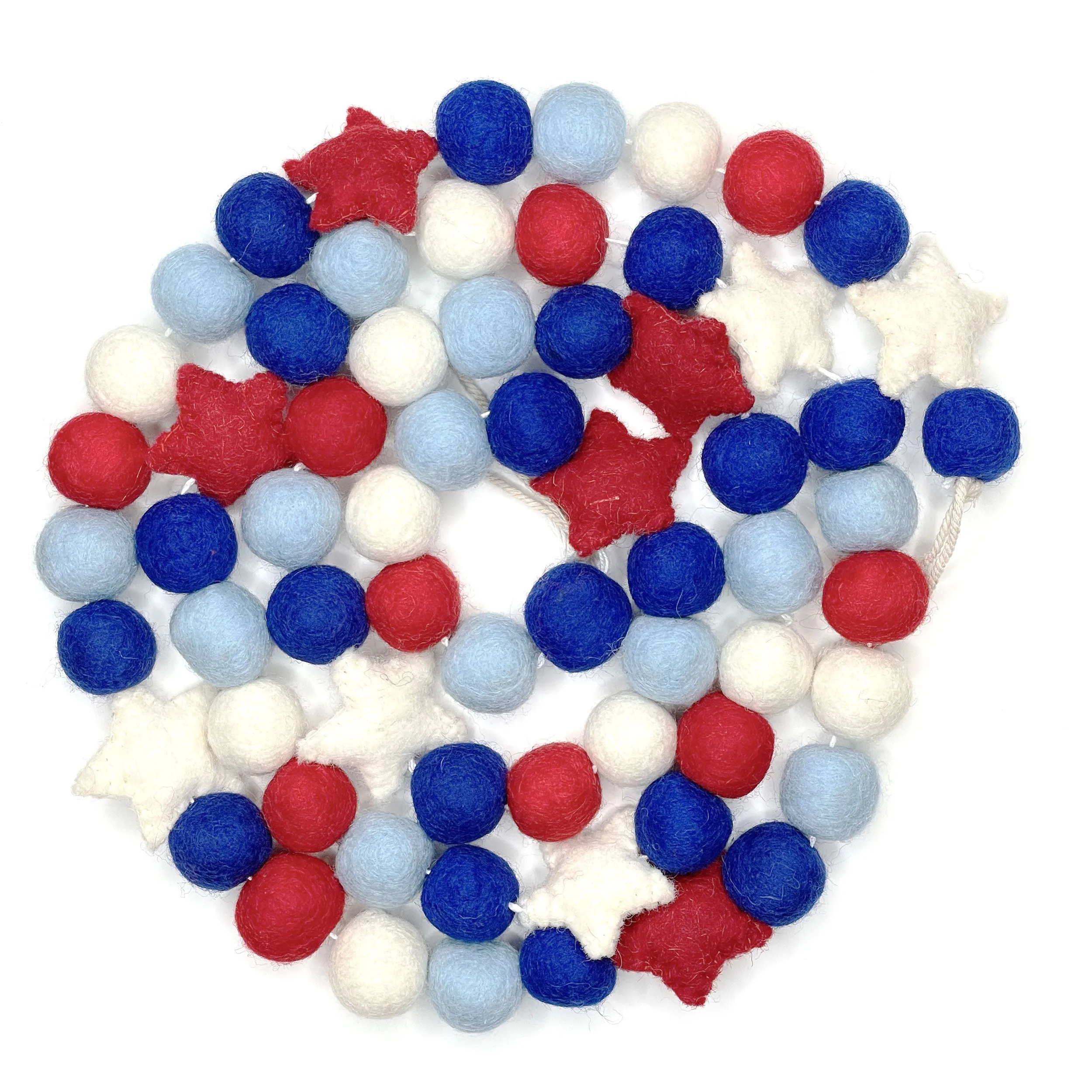 Red White and Blue with Stars Felt Garland 6 Foot