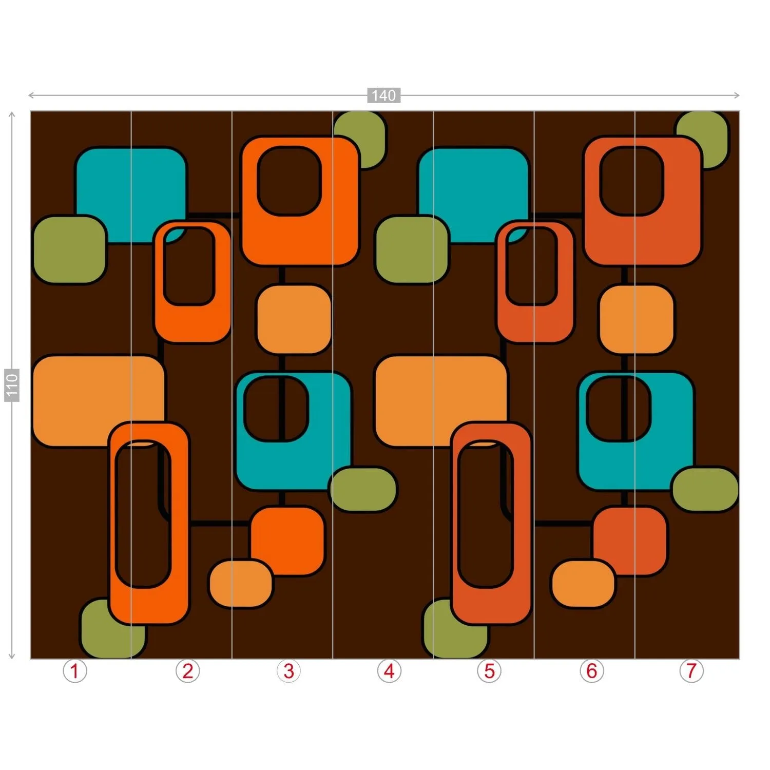 Retro 70s Mid Century Modern Geometric Wall Murals