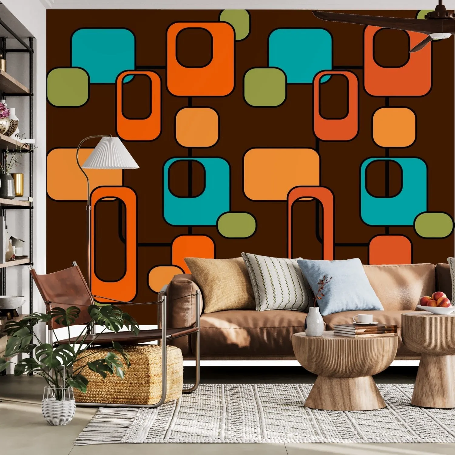 Retro 70s Mid Century Modern Geometric Wall Murals