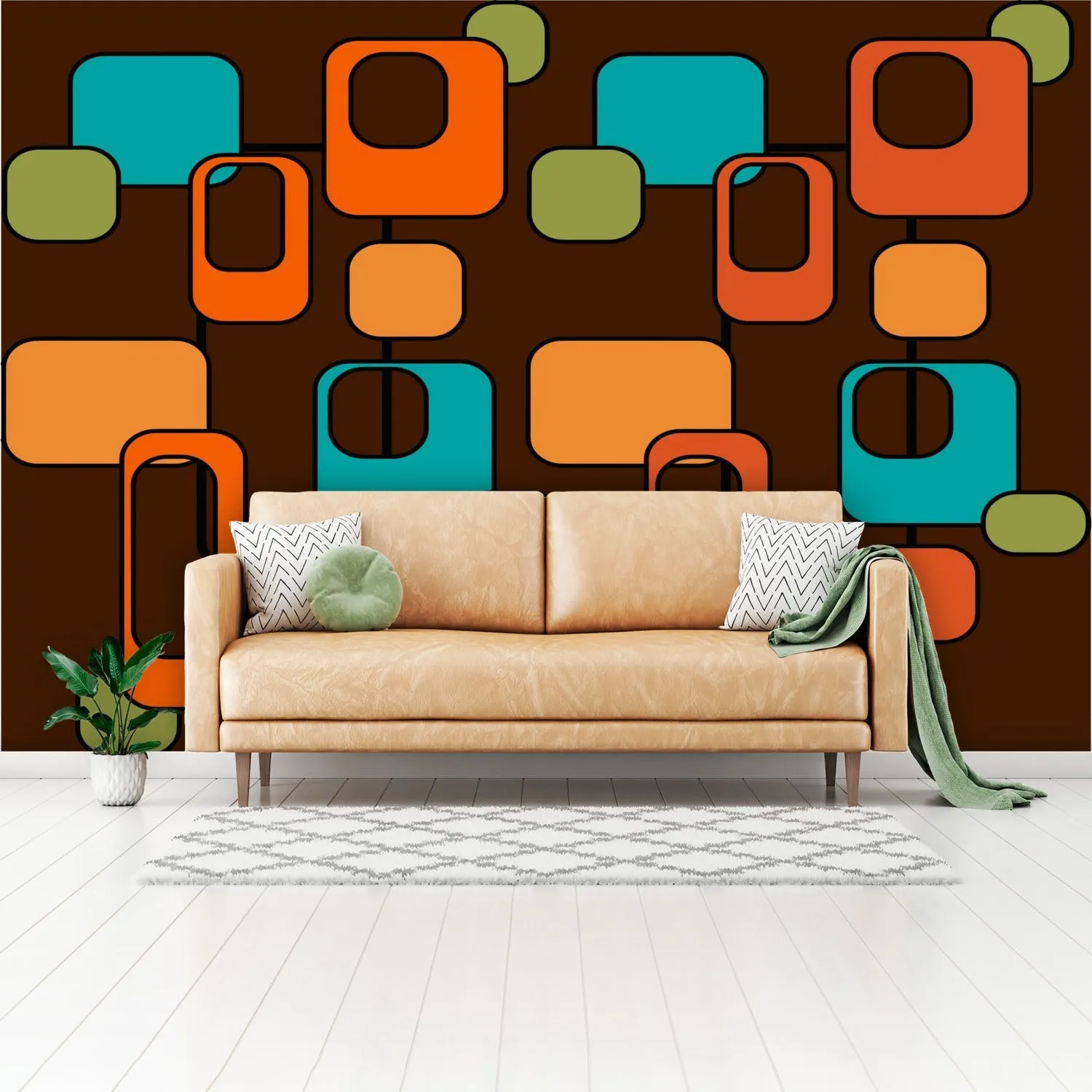 Retro 70s Mid Century Modern Geometric Wall Murals