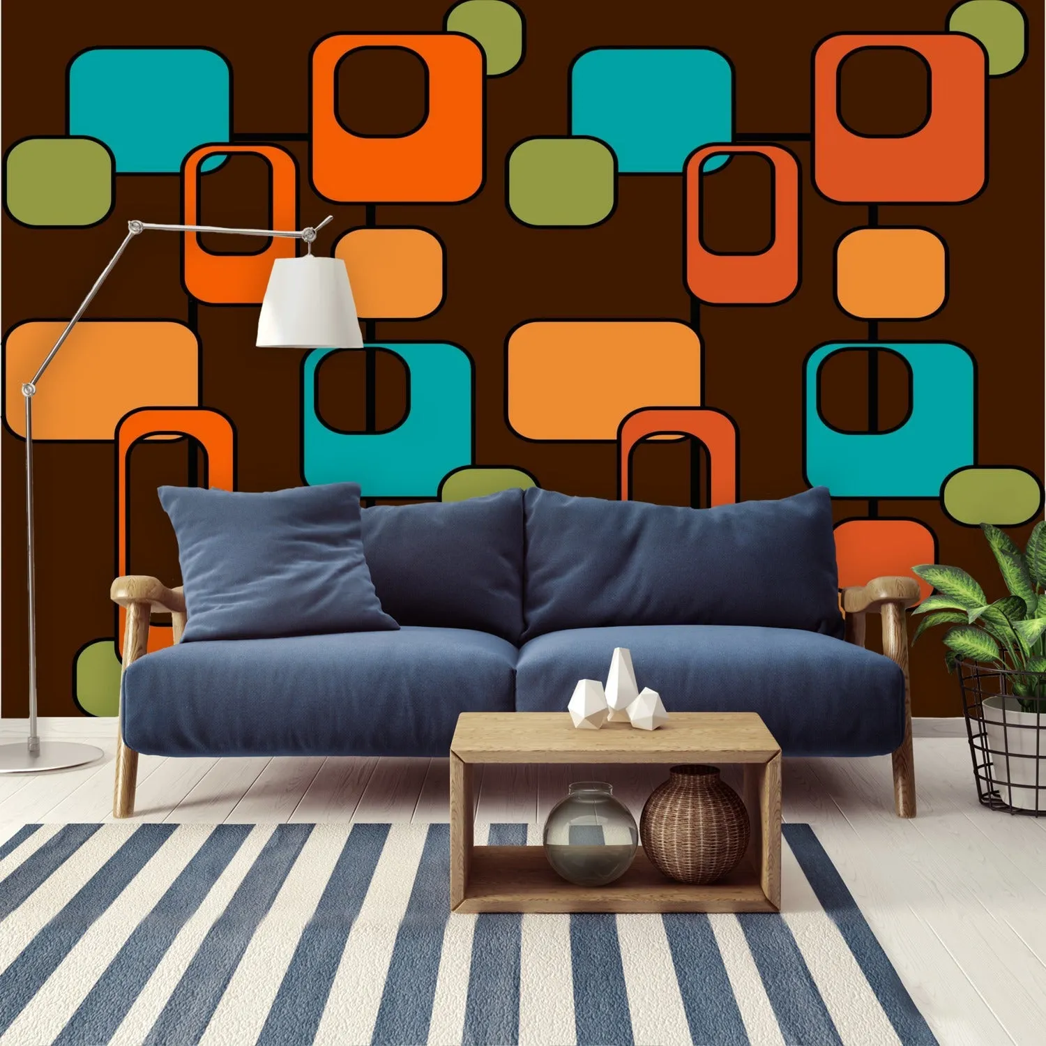 Retro 70s Mid Century Modern Geometric Wall Murals