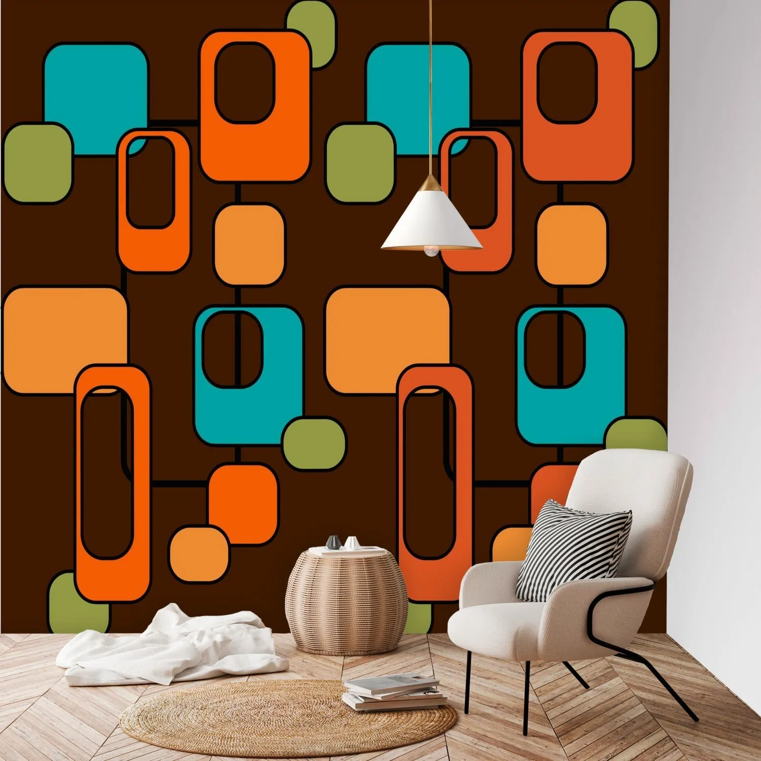 Retro 70s Mid Century Modern Geometric Wall Murals