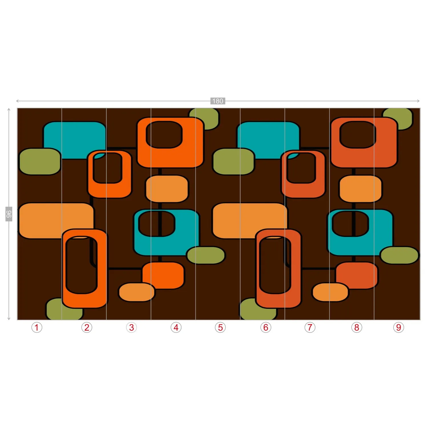 Retro 70s Mid Century Modern Geometric Wall Murals