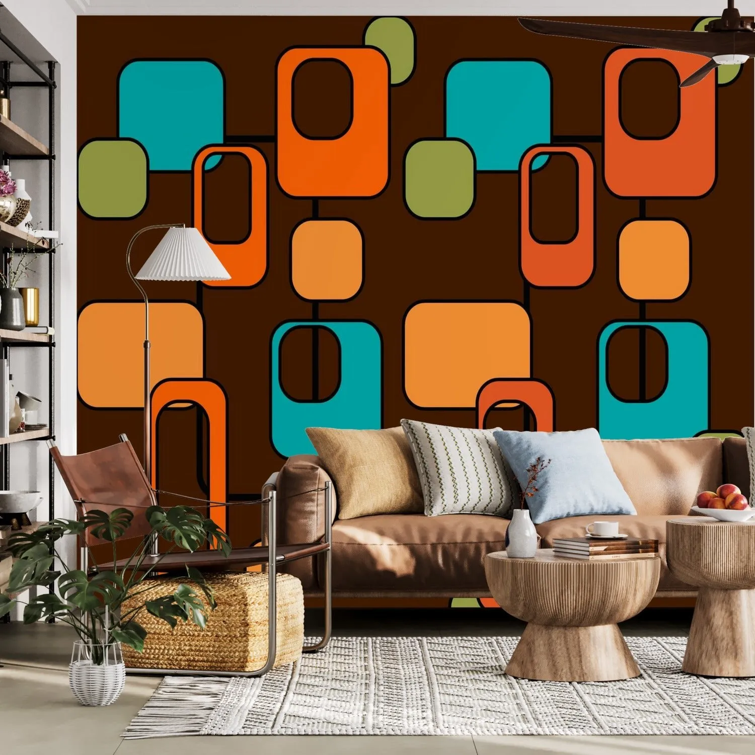 Retro 70s Mid Century Modern Geometric Wall Murals