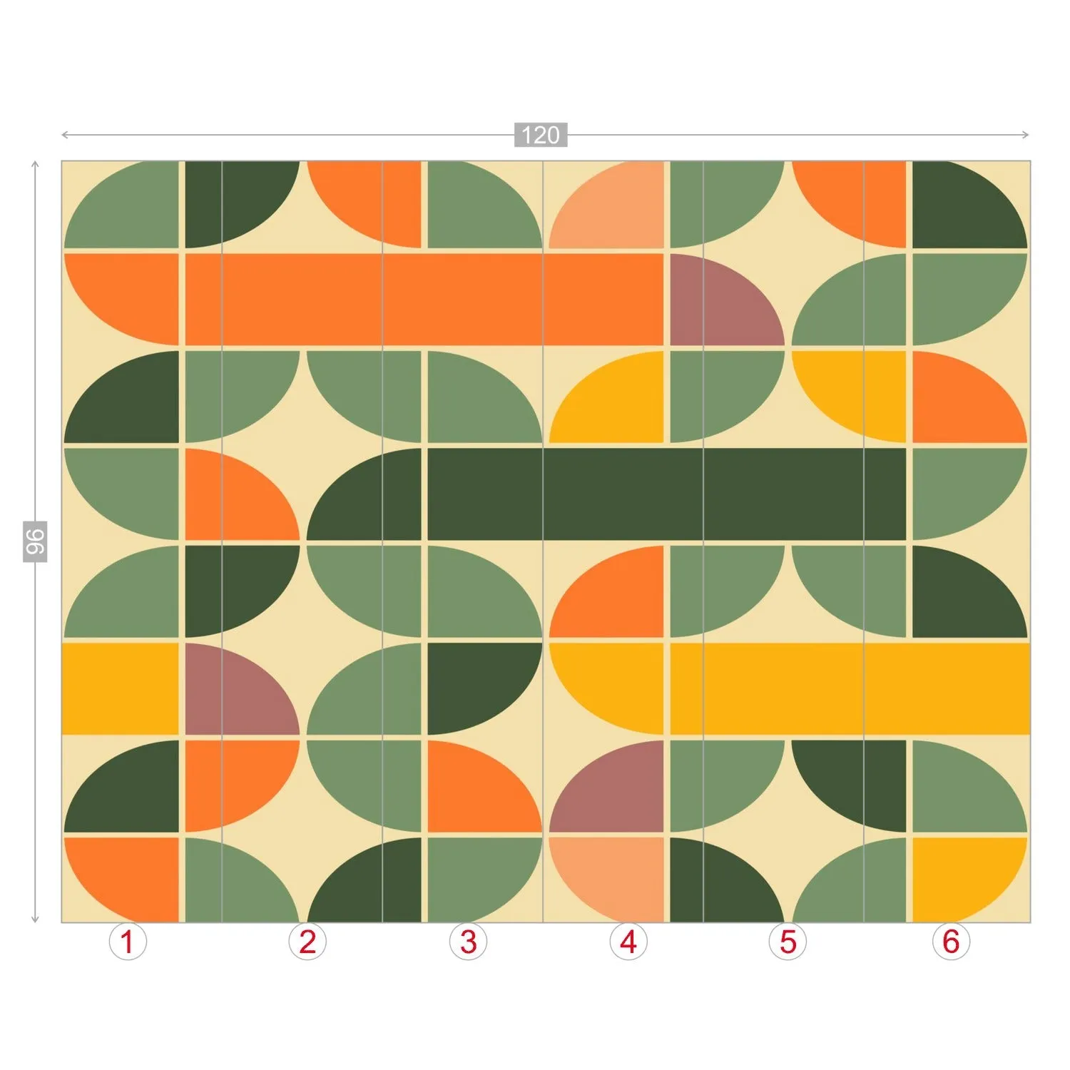 Retro Geometric Mid Century Modern Peel and Stick Wall Mural