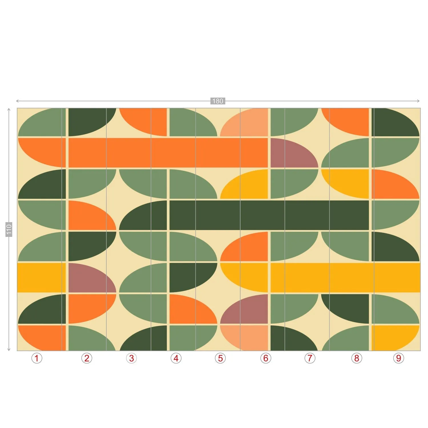 Retro Geometric Mid Century Modern Peel and Stick Wall Mural