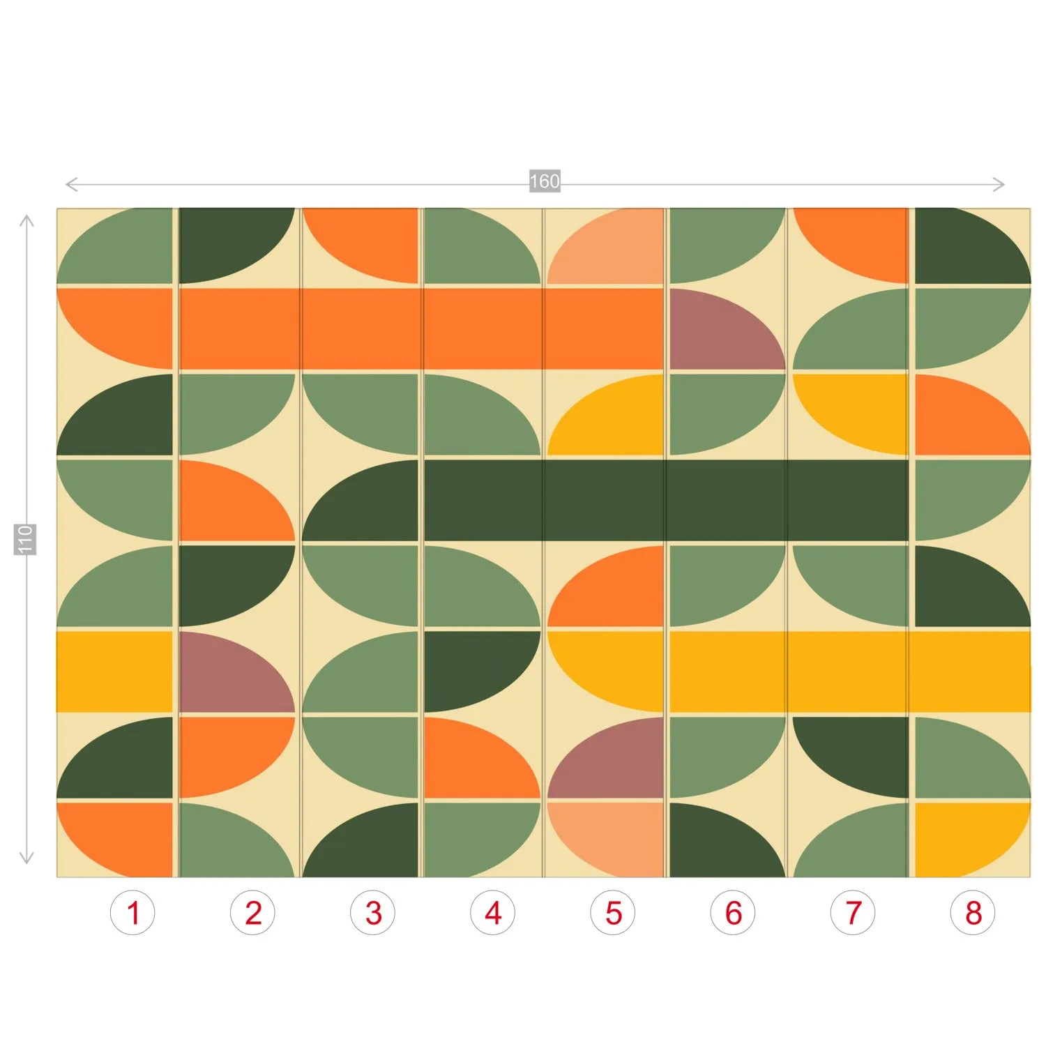 Retro Geometric Mid Century Modern Peel and Stick Wall Mural
