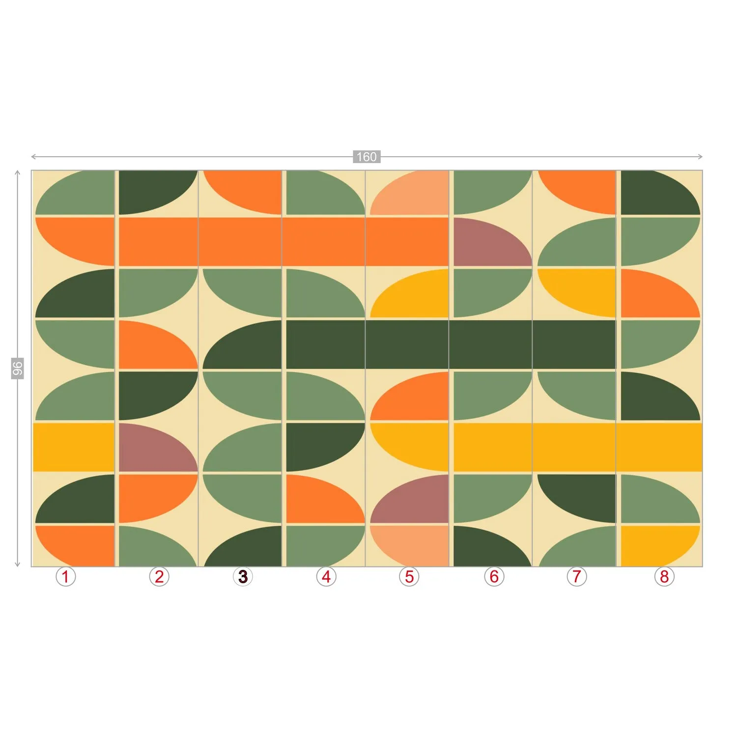 Retro Geometric Mid Century Modern Peel and Stick Wall Mural