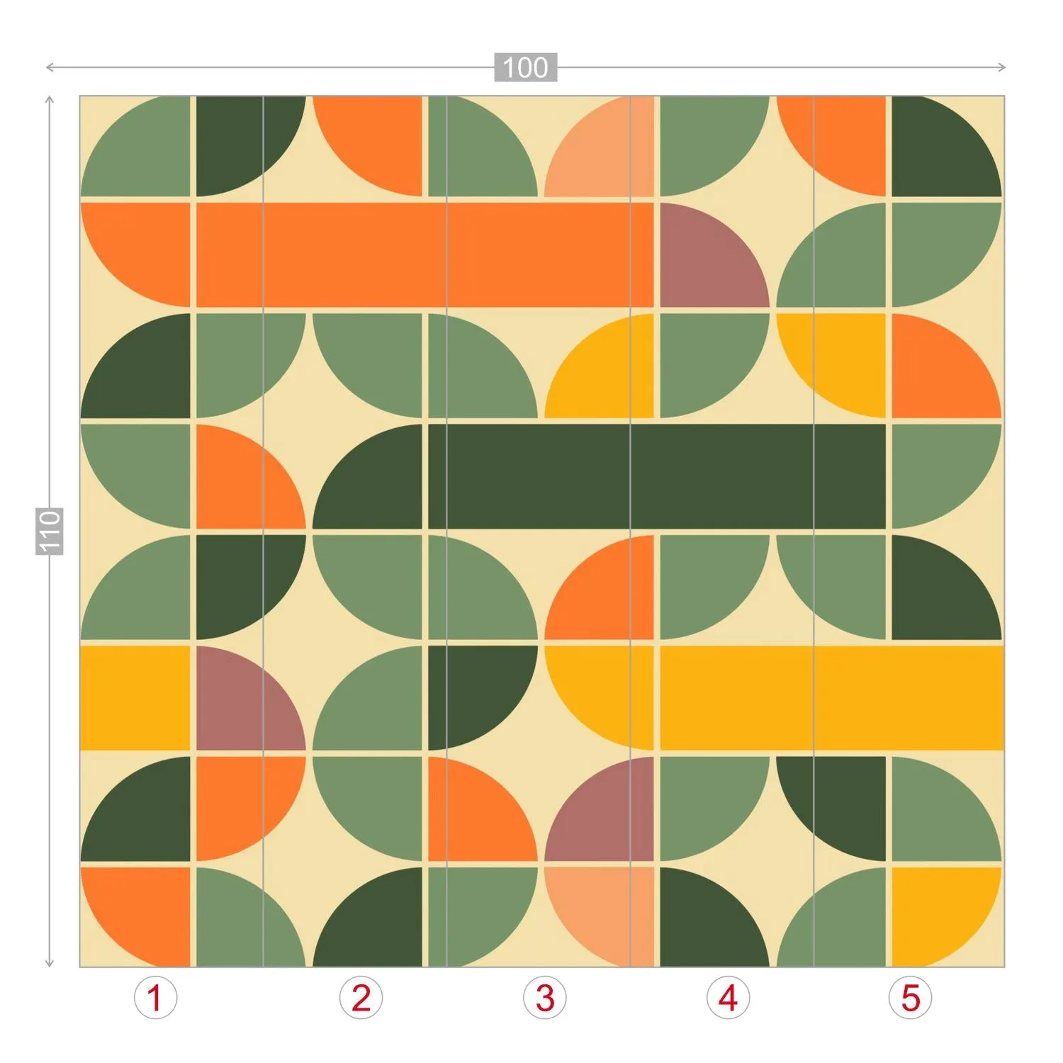 Retro Geometric Mid Century Modern Peel and Stick Wall Mural