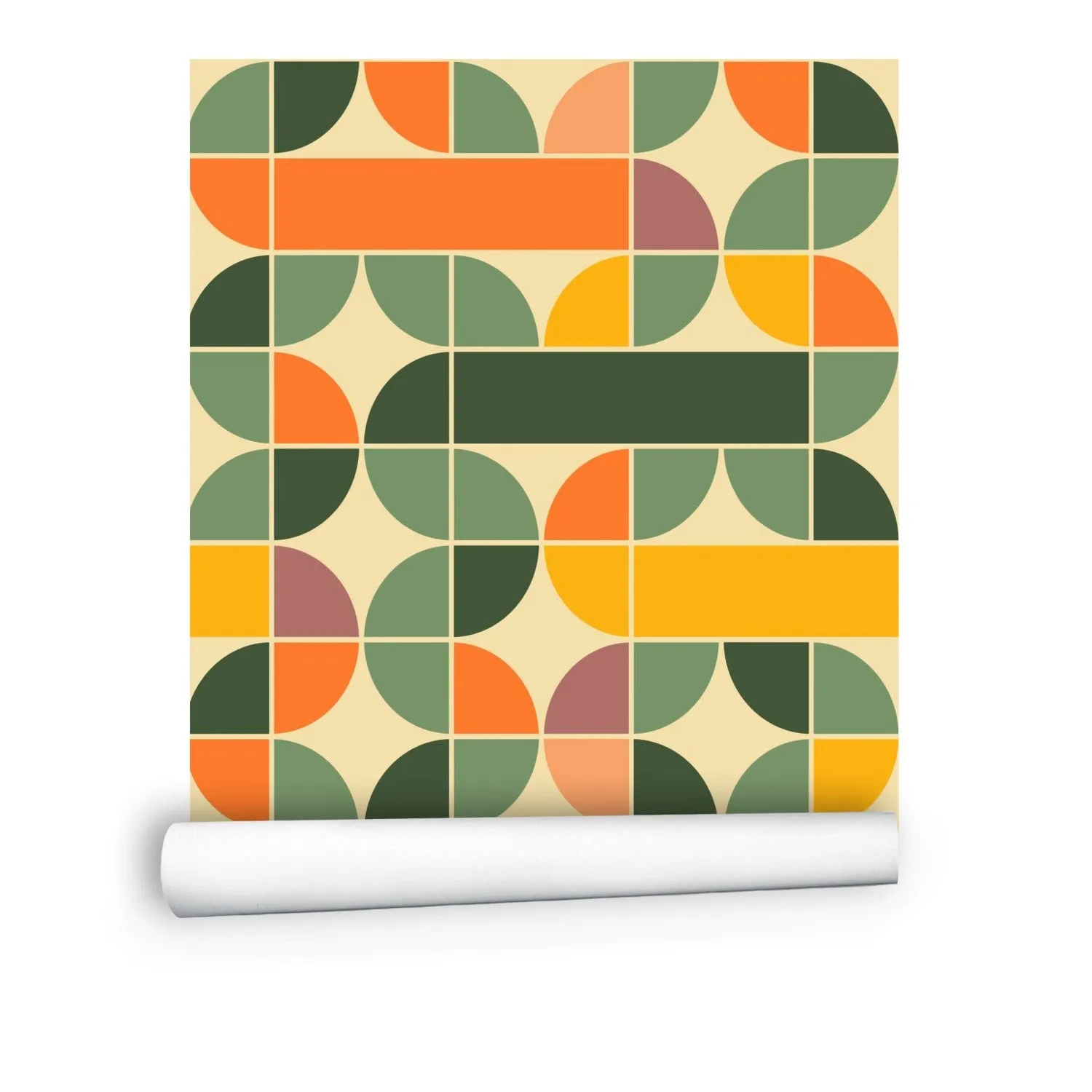 Retro Geometric Mid Century Modern Peel and Stick Wall Mural