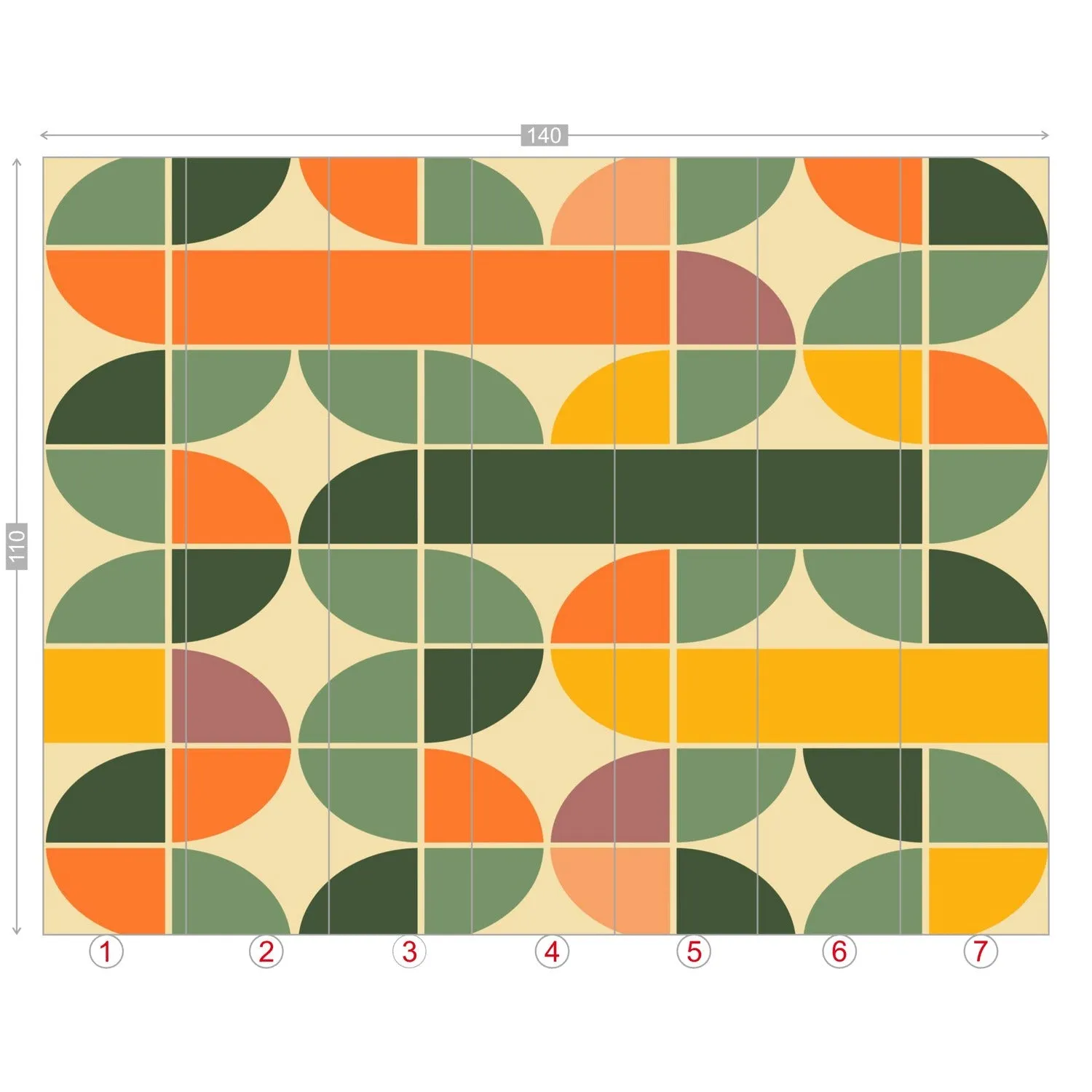 Retro Geometric Mid Century Modern Peel and Stick Wall Mural