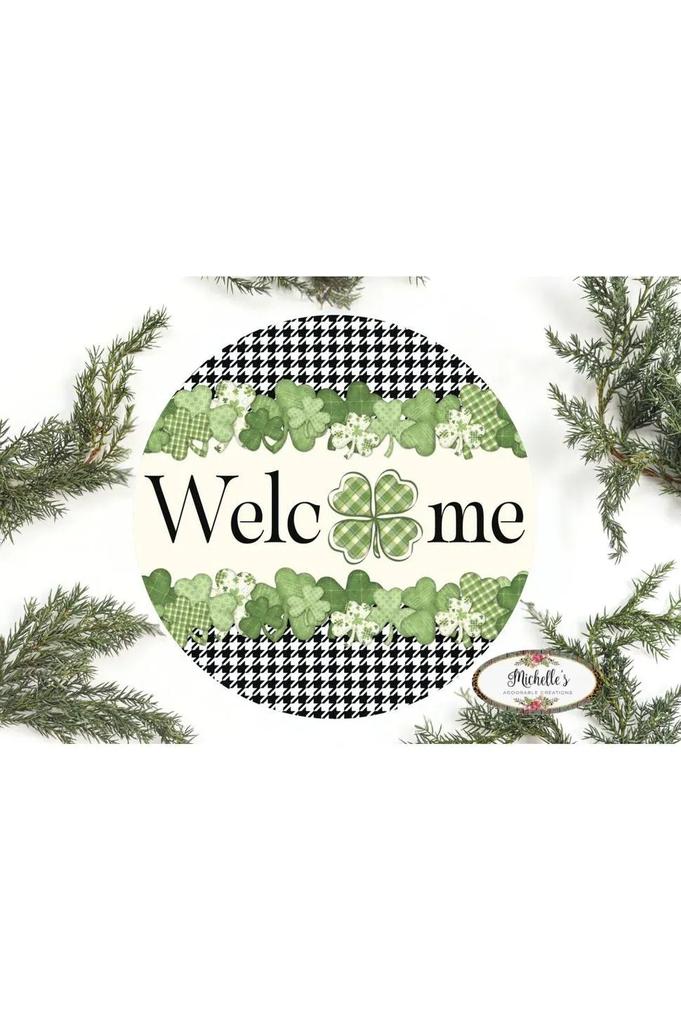 Saint Patrick Shamrock Welcome Sign - Wreath Enhancement