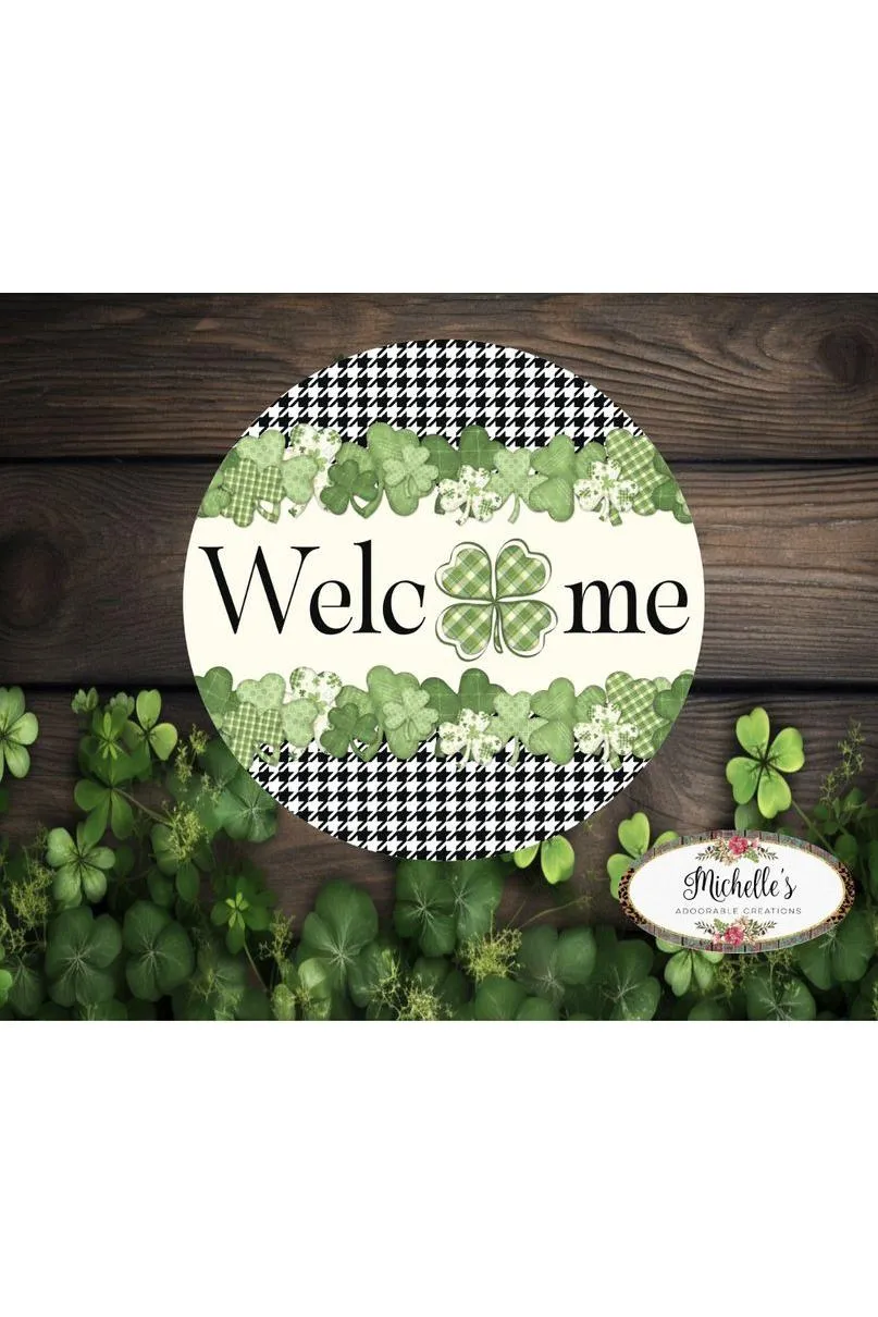 Saint Patrick Shamrock Welcome Sign - Wreath Enhancement