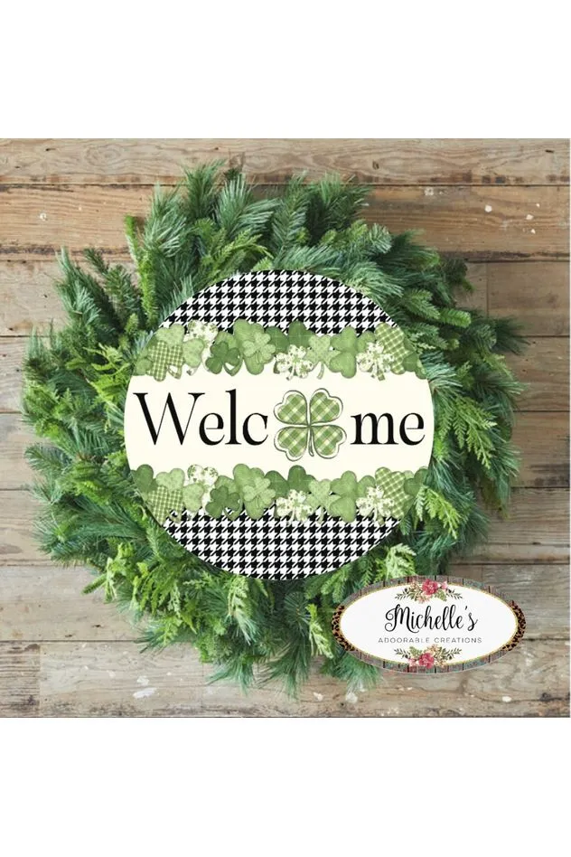 Saint Patrick Shamrock Welcome Sign - Wreath Enhancement