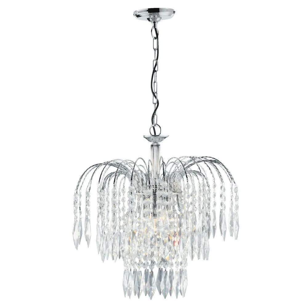 Searchlight 4173-3 Waterfall - 3 Light Ceiling Chrome Clear Crystal