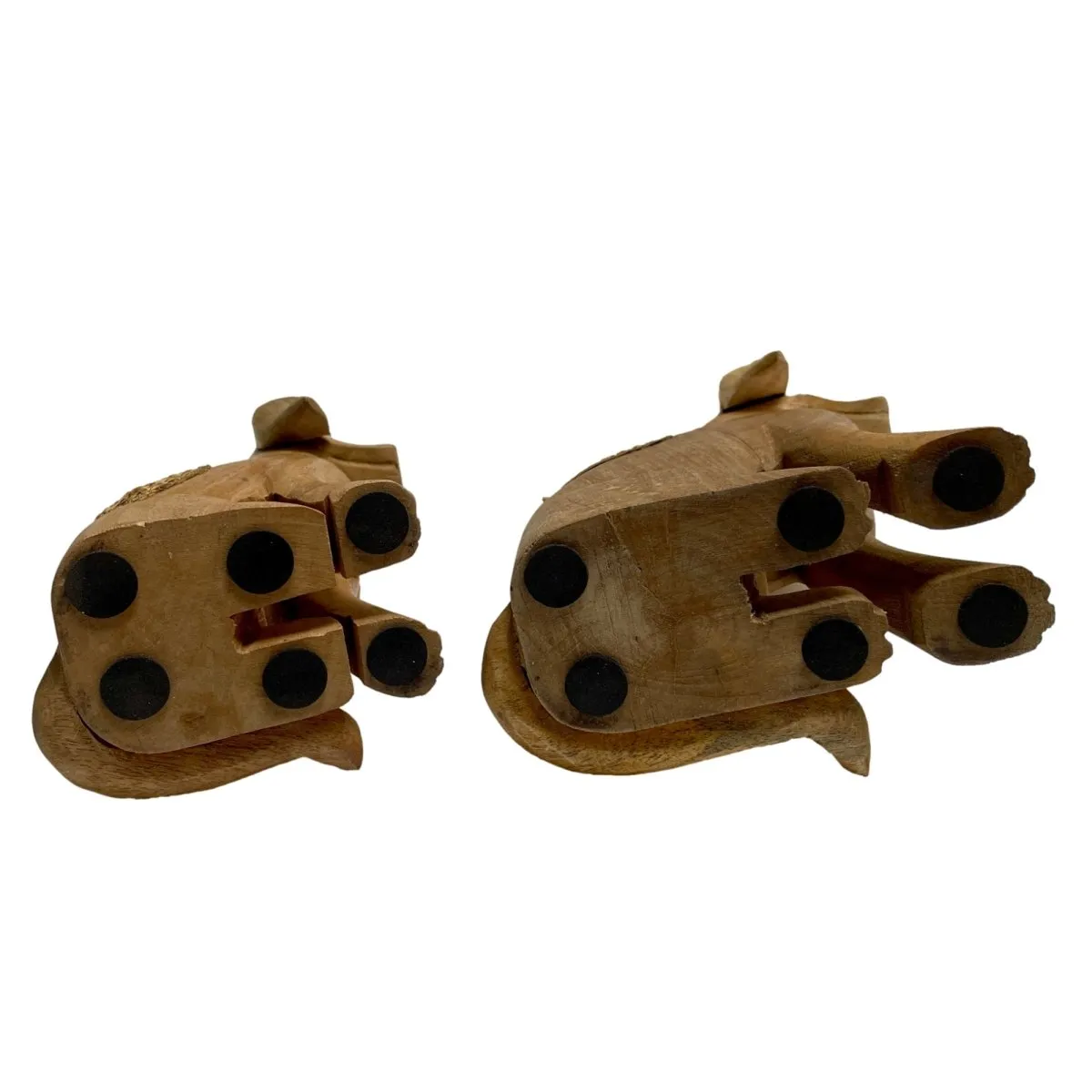 Set of 2 Sitting Dogs Artisan Crafted Mango Wood Sculptures