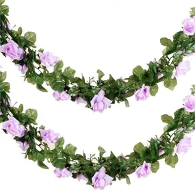 Silk Rose Garland Artificial Flowers - Lavender - 6 ft