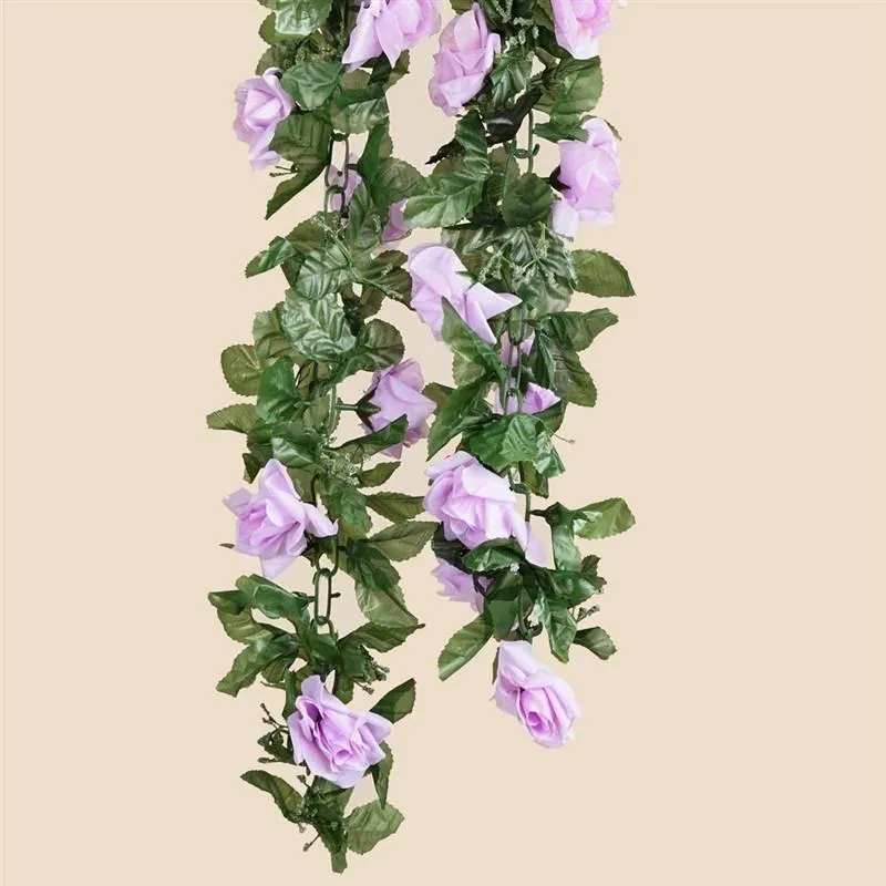 Silk Rose Garland Artificial Flowers - Lavender - 6 ft