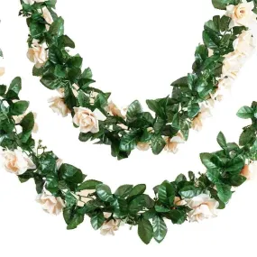 Silk Rose Garland Artificial Flowers - Peach - 6 ft