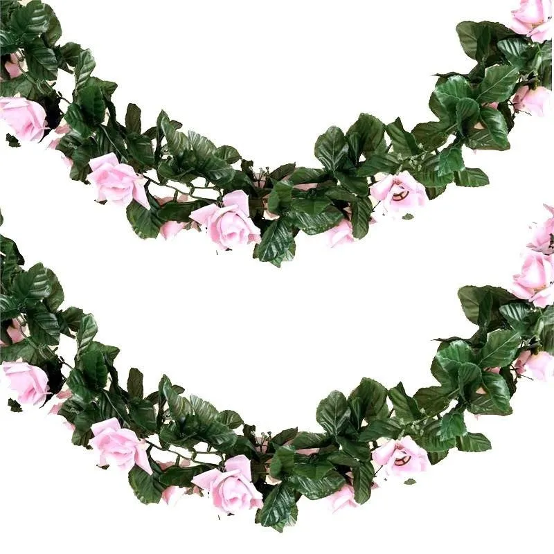 Silk Rose Garland Artificial Flowers - Pink - 6 ft