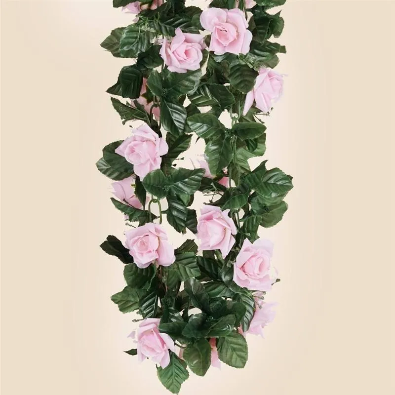 Silk Rose Garland Artificial Flowers - Pink - 6 ft