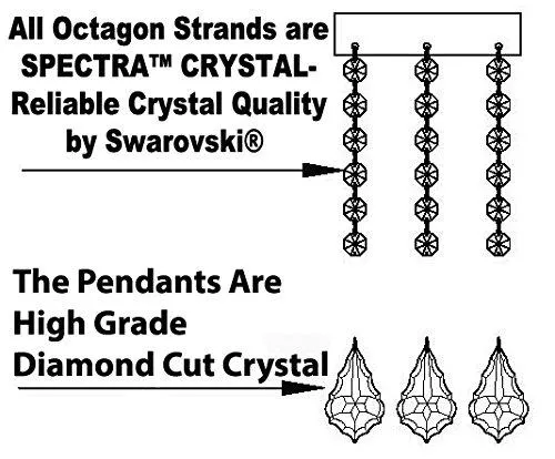 Swarovski Crystal Trimmed Chandelier Lighting Chandeliers H65"XW46" Great for the Foyer, Entry Way, Living Room, Family Room and More w/Black Shades - A83-B12/BLACKSHADES/CS/52/2MT/24 1SW
