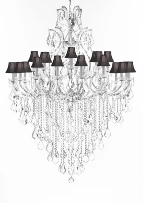 Swarovski Crystal Trimmed Chandelier Lighting Chandeliers H65"XW46" Great for the Foyer, Entry Way, Living Room, Family Room and More w/Black Shades - A83-B12/BLACKSHADES/CS/52/2MT/24 1SW