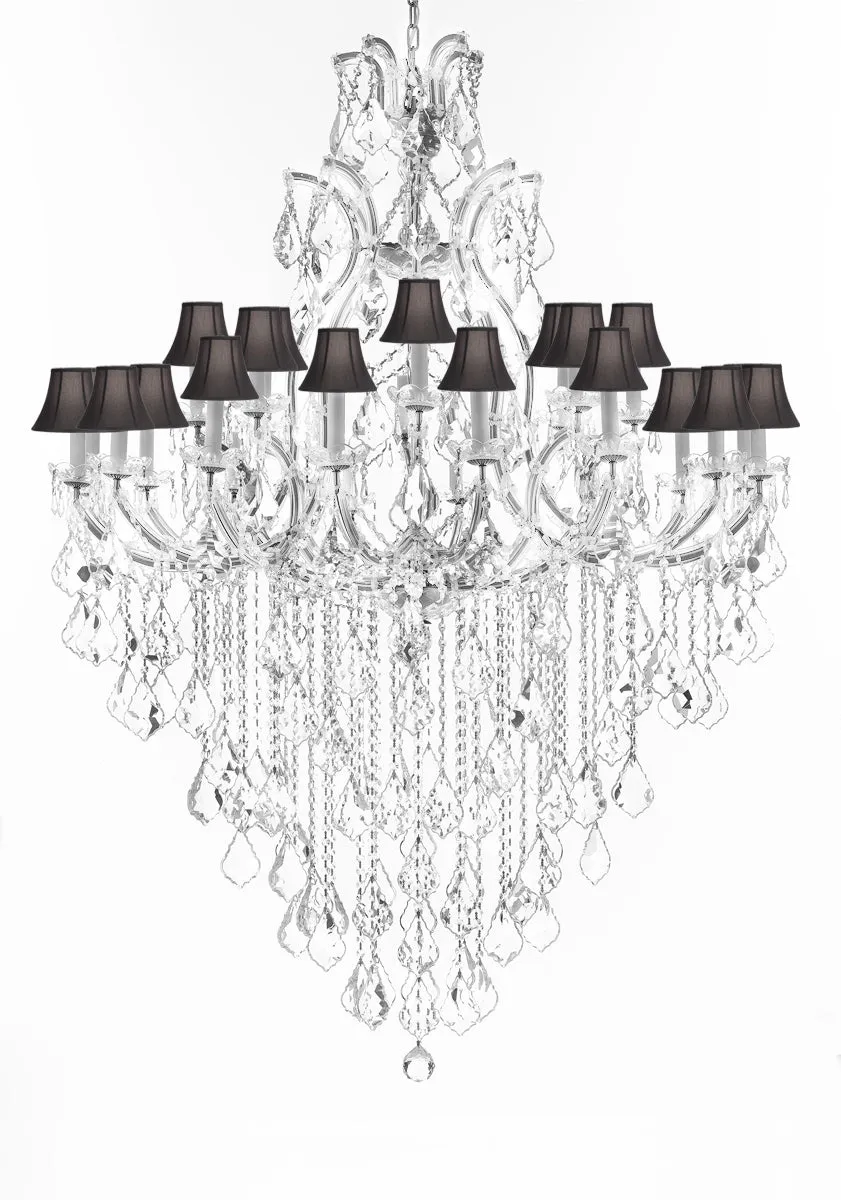Swarovski Crystal Trimmed Chandelier Lighting Chandeliers H65"XW46" Great for the Foyer, Entry Way, Living Room, Family Room and More w/Black Shades - A83-B12/BLACKSHADES/CS/52/2MT/24 1SW
