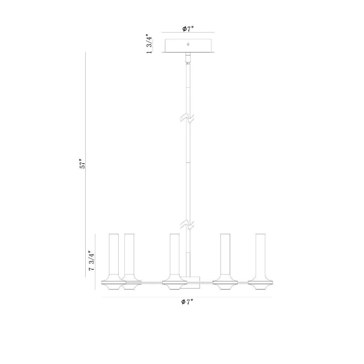 Torcia 12 Lights 24 in. LED Chandelier Black & Gold Finish